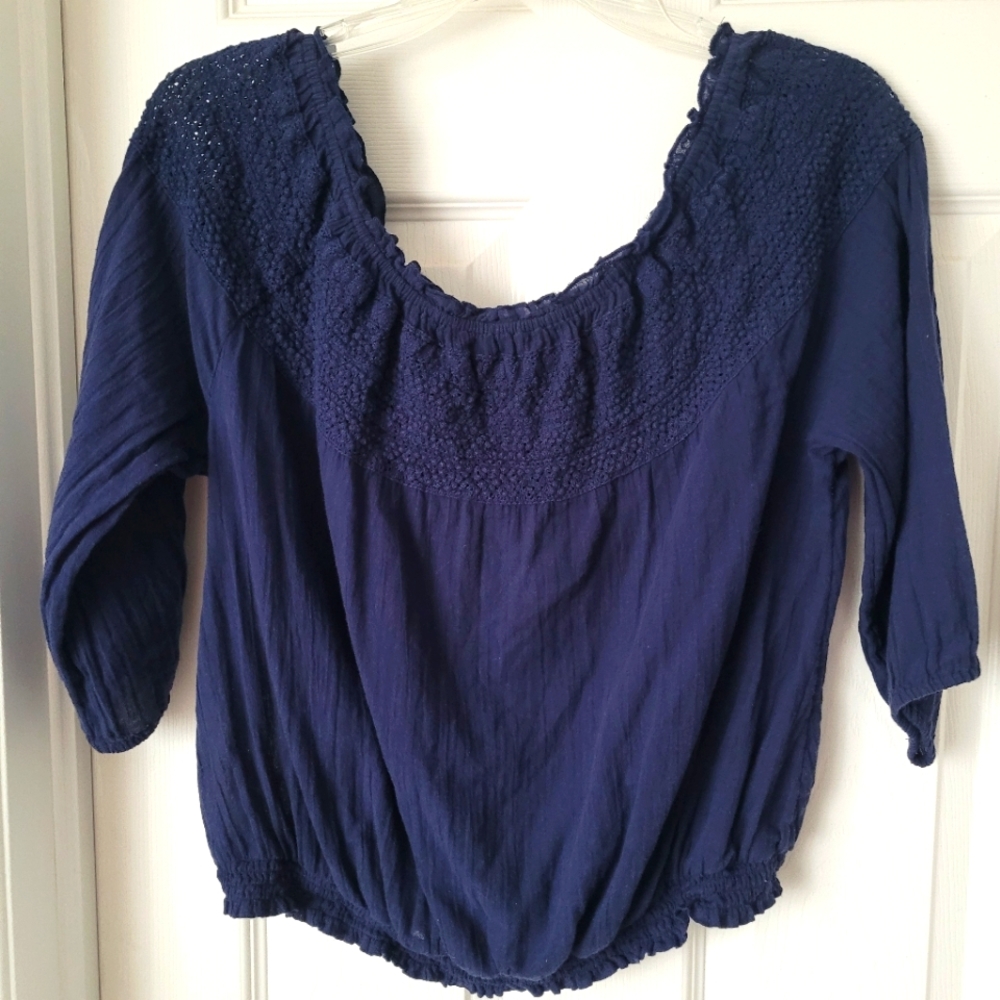 Aerie Navy Off-the-shoulder Top